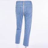 back zipper high waist skinny pencil jeans