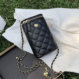 quilted pu leather crossbody tote chain purses