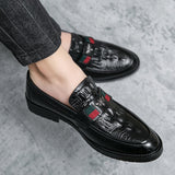 genuine croc leather round toe loafers