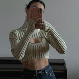 turtleneck long sleeve with cut out cropped top