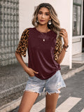 leopard print round neck t shirt