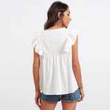 embroidered ruffle sleeve babydoll top