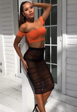 ruched unlined sheer mesh bandage skirt cover up