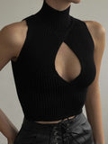 turtleneck cut out cropped top