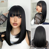 long straight with bangs cosplay synthetic wig