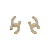 c shaped micro set zircon gold earrings