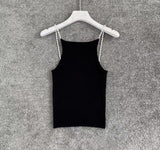 backless pearl suspender knitted top