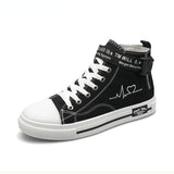 ecg print lace up high top casual canvas