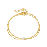 double layer link chain pearl bracelet
