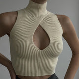 turtleneck cut out cropped top