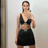 sleeveless strap bra bustiers high waist skinny skirt set