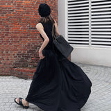 pleated knitted casual maxi dress