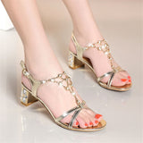 golden rhinestone open toe heeled sandals