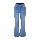 stretch pocket straight flare jeans