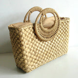 woven retro square straw handbag
