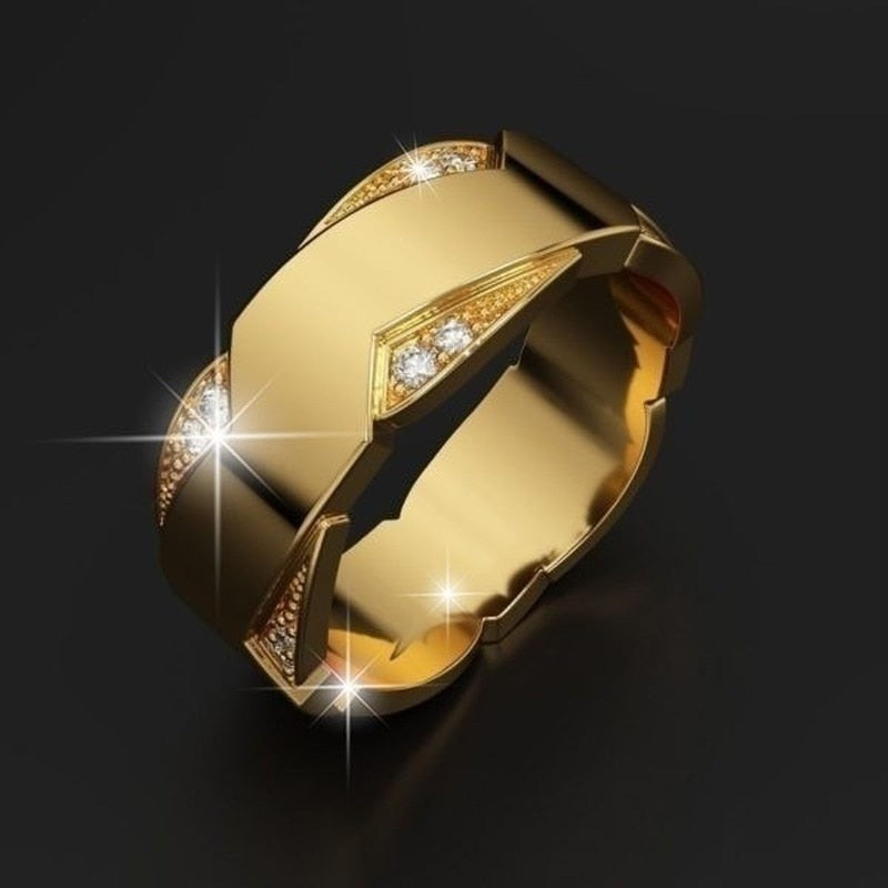 18k gold filling inlaid with white zircon punk ring
