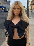 halter backless bow crop top