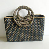 woven retro square straw handbag