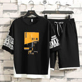 printed midsleeve t shirt drawstring shorts set