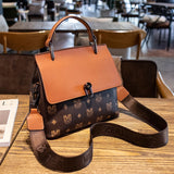 flap faux leather square crossbody bag