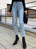 classic jeans for women high waist ankle length straight pants fashion slim fit washed female denim trousers boyfriend girl jean