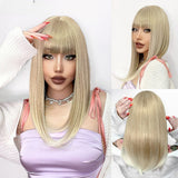 long straight with bangs cosplay synthetic wig