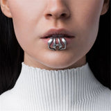 gothic geometric beast tooth metal no piercing lip clip