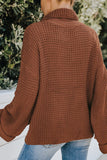 funnel neck waffle knit sweater