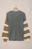 striped raglan sleeve drop shoulder sweater