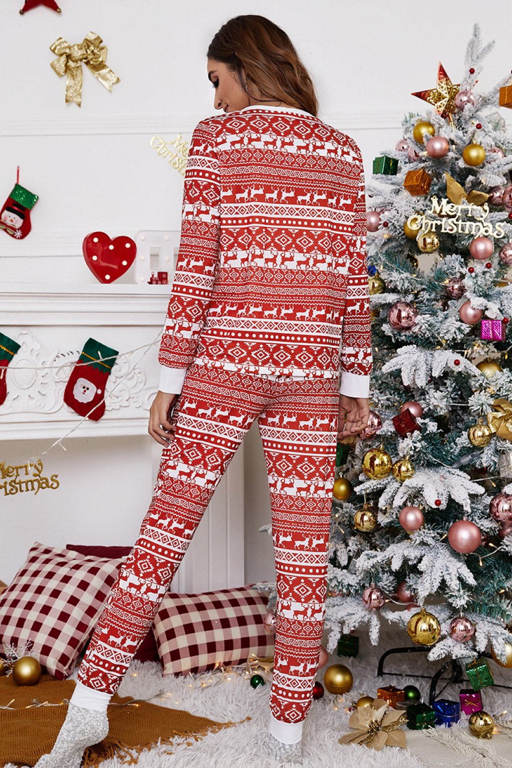 holiday fair isle print pajama set