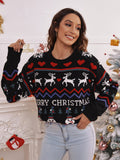 merry christmas print long sleeve sweater
