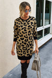 leopard crewneck sweater dress