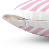 pink stripe spring spun polyester square pillow