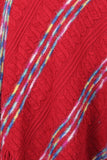 colorful stripe v neck asymmetrical fringe hem poncho