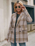 plaid lapel collar double breasted blazer
