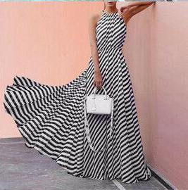 stripe print boho sleeveless maxi dress
