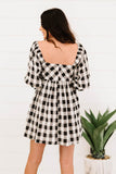 in harmony gingham square neck babydoll dress