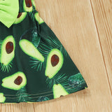 girls graphic tee and avocado print skirt set