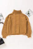 ribbed trim turtleneck pullover sweater