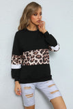 leopard spliced crewneck sweatshirt