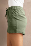 drawstring elastic waist shorts with pockets