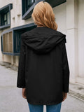 drawstring hooded coat with pockets