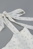ditsy floral tied straps slit dress