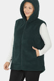 zenana full size run soft sherpa high low hooded vest with pockets