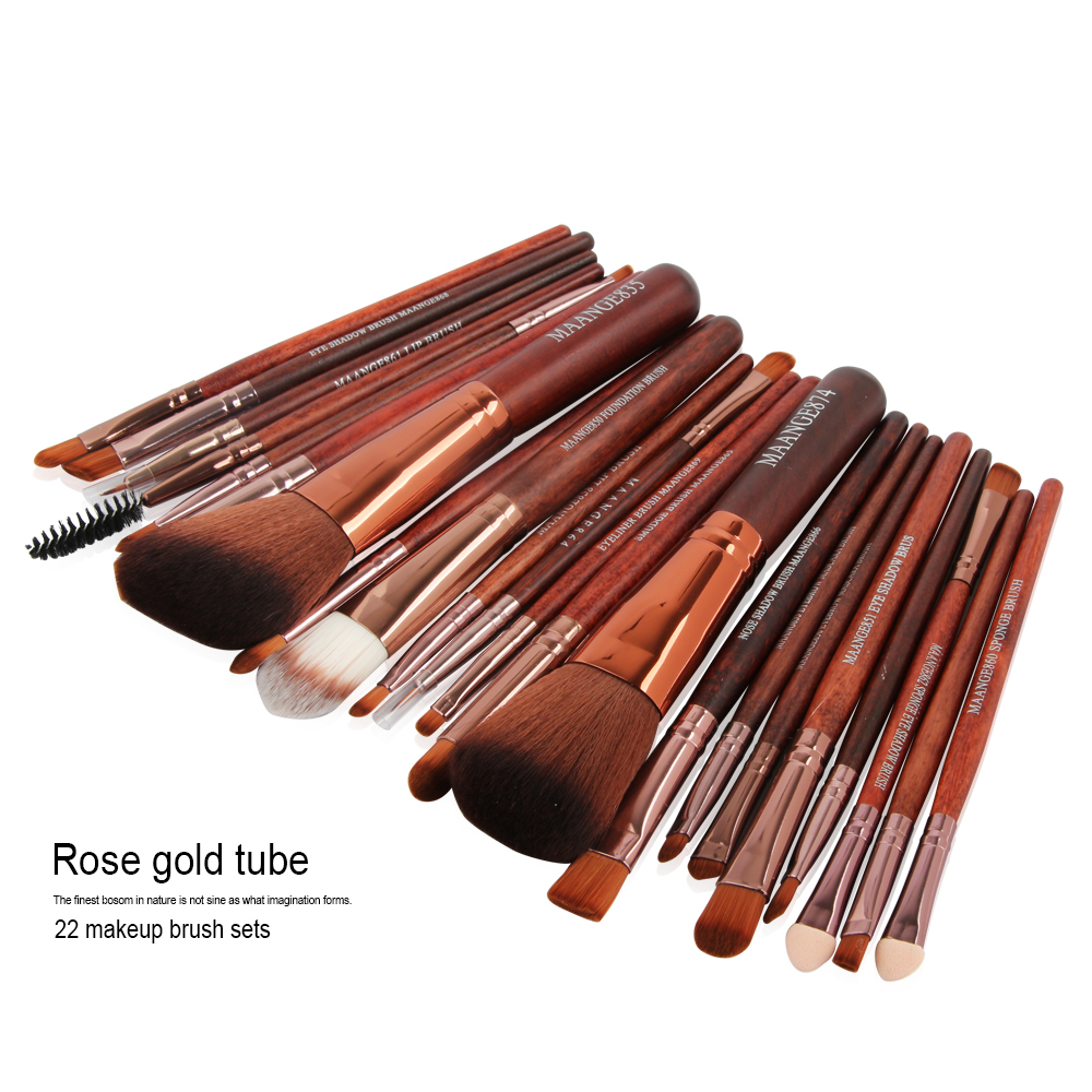 22 pc cosmetic foundation powder blush eye shadow lip blend makeup brushes set