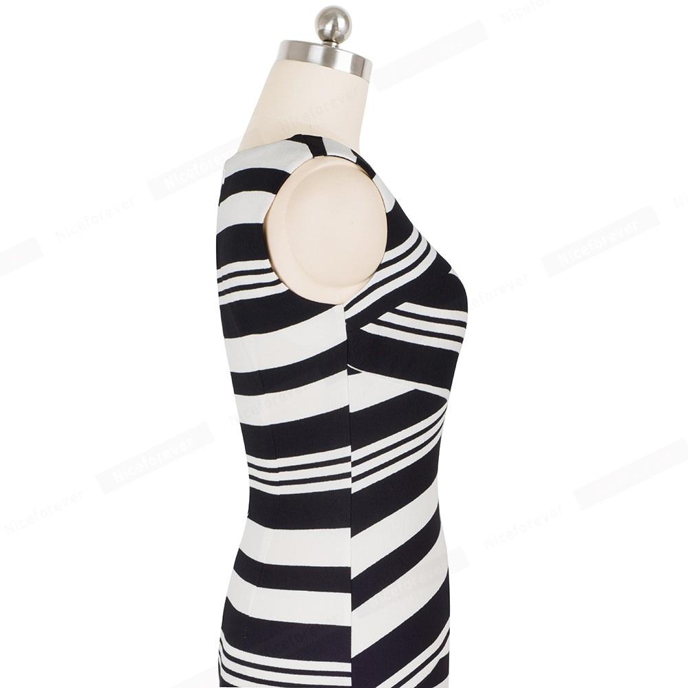 vintage stripes printed business bodycon dress