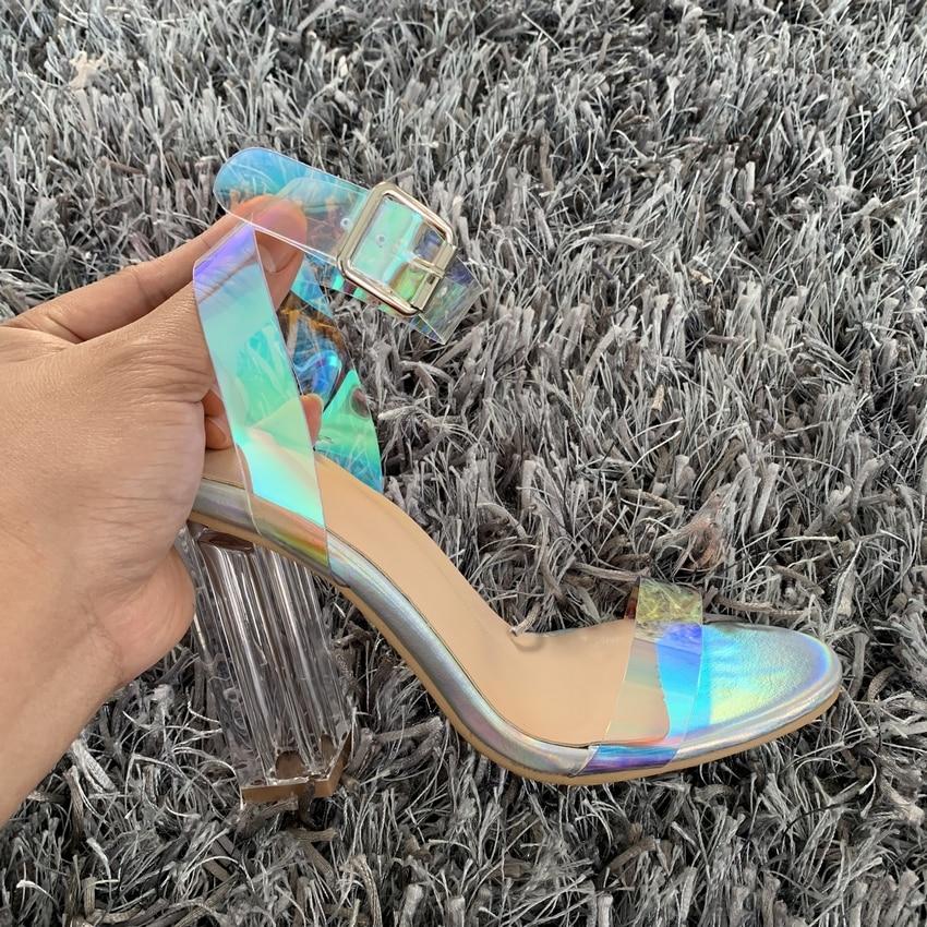 clear transparent strappy buckle high heel