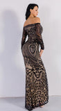 long sleeve sequin reflective maxi dress