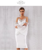 flare sleeve bandage lace dress elegant midi dress