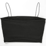 hollow out polyester spaghetti strap crop top